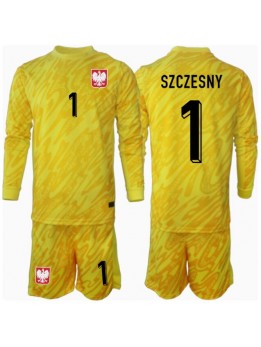 Polen Wojciech Szczesny #1 Målvakt Replika Hemmakläder Barn EM 2024 Långärmad (+ byxor)
